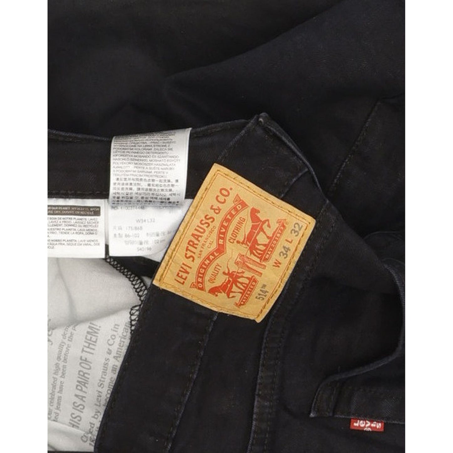 Levi's 514 Men Black Straight Slim Stretch Jeans W34 L31