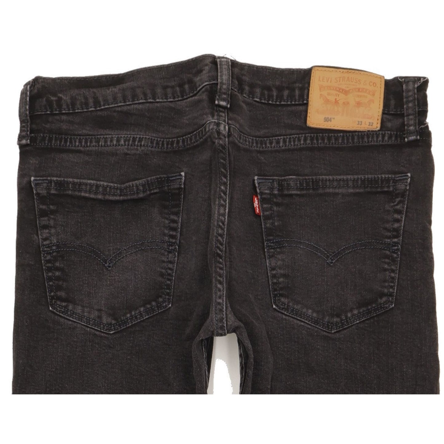 Levi's 504 Men Black Straight Regular Stretch Jeans W33 L30