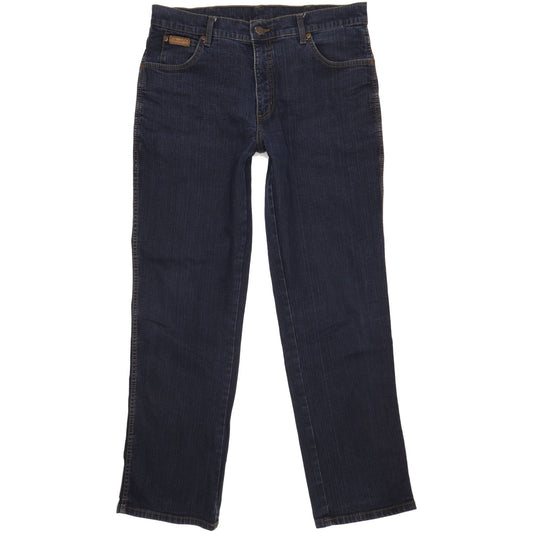 Wrangler Texas Men Navy Straight Regular Stretch Jeans W35 L32