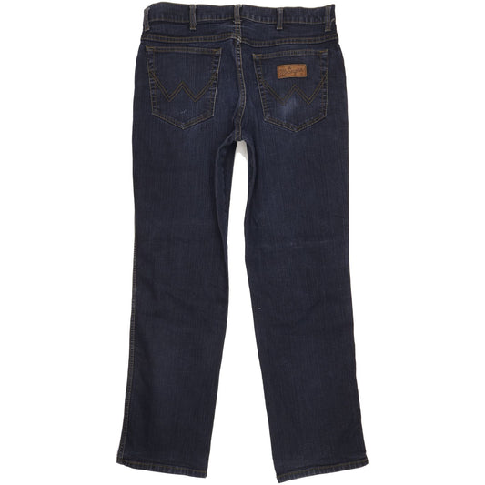 Wrangler Texas Men Navy Straight Regular Stretch Jeans W35 L32