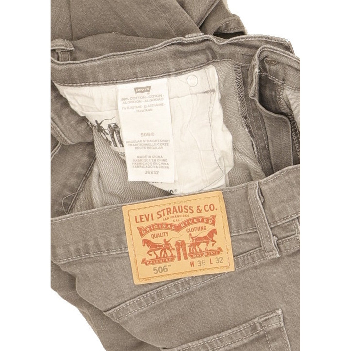 Levi's 506 Men Grey Straight Regular Stretch Jeans W36 L31