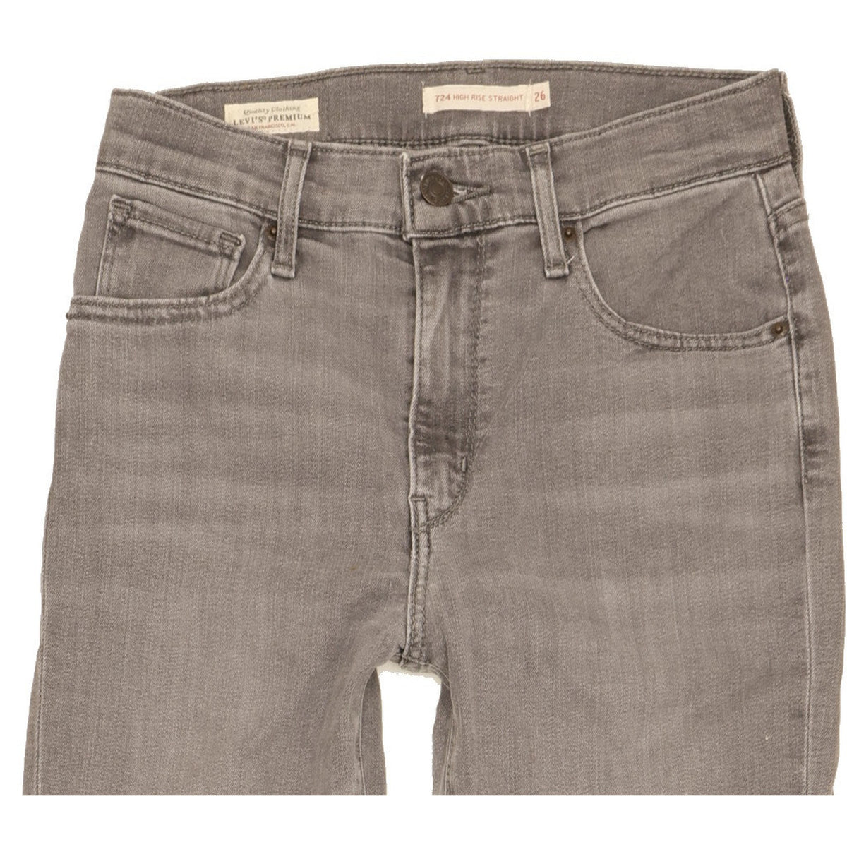 Levi's 724 Women Grey Straight Slim Stretch Jeans W26 L33