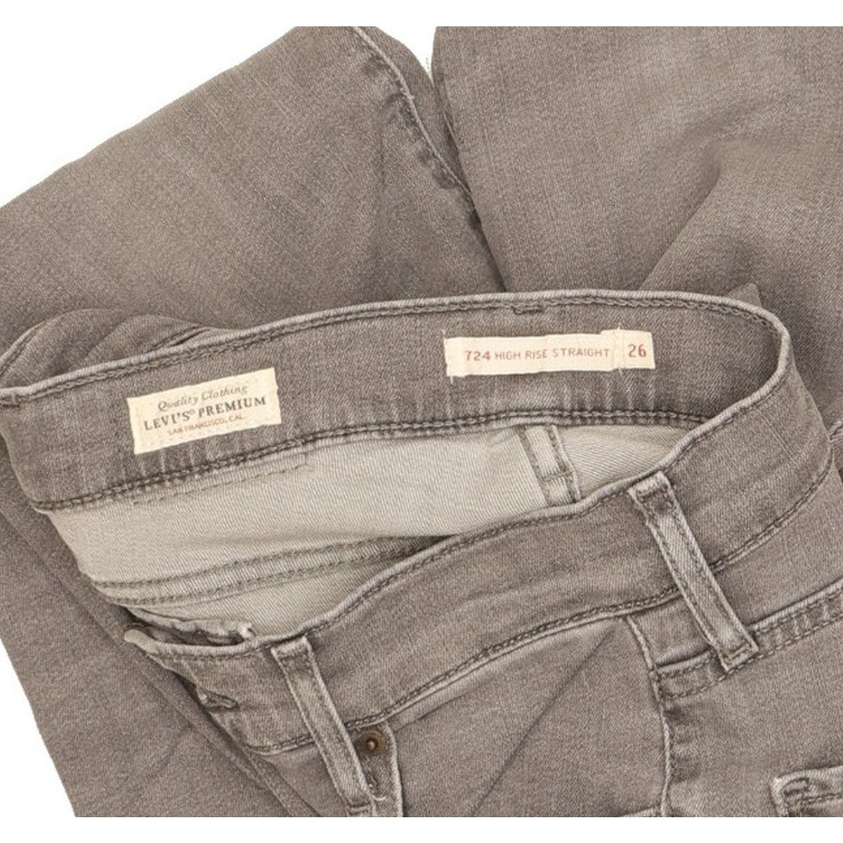 Levi's 724 Women Grey Straight Slim Stretch Jeans W26 L33