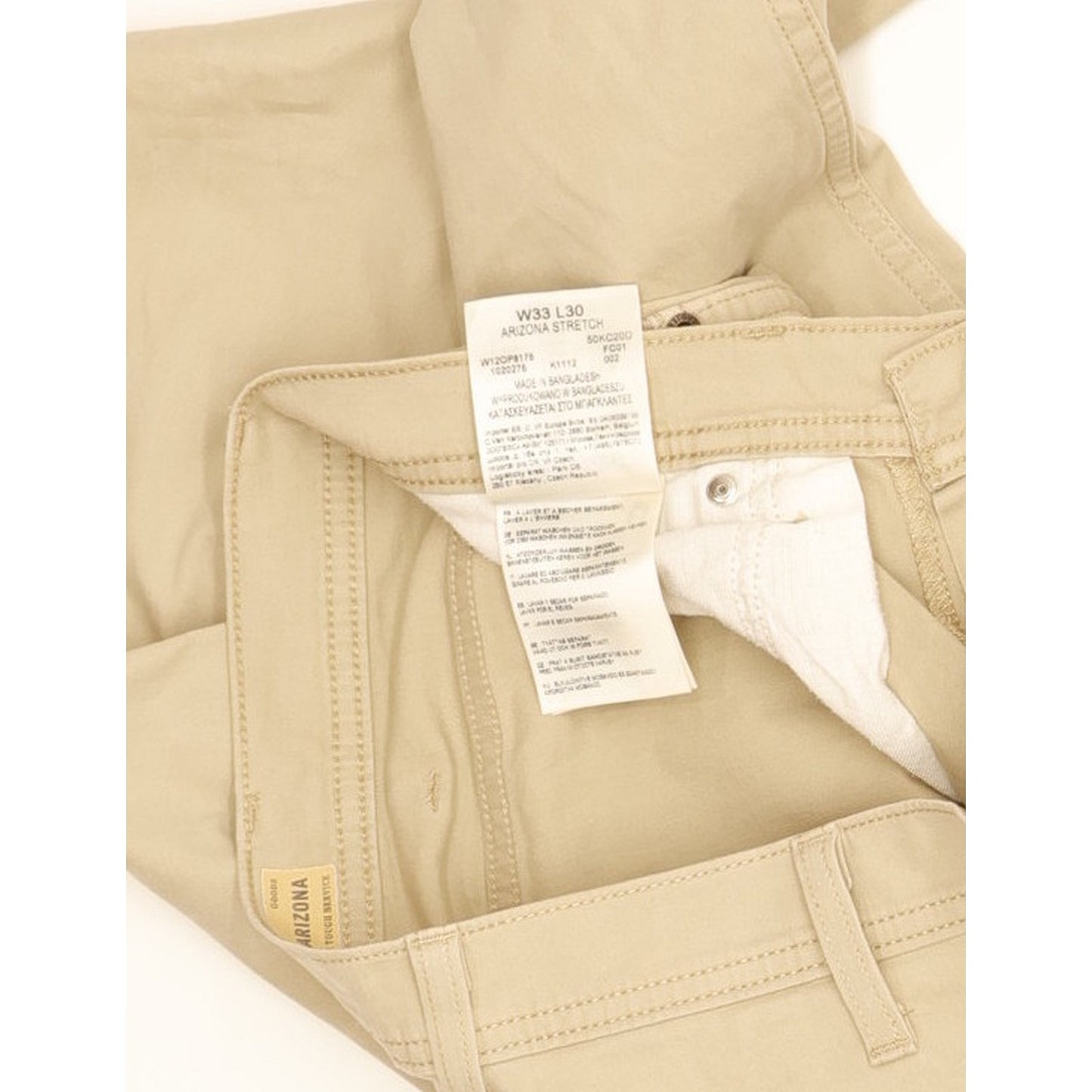 Wrangler Arizona Men Beige Straight Regular Stretch Jeans W33 L30