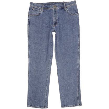 Wrangler Durable Quality Men Blue Straight Regular Stretch Jeans W38 L32