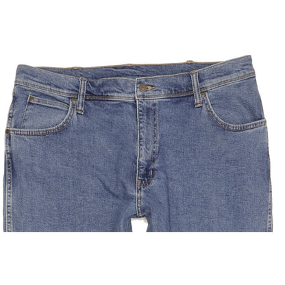 Wrangler Durable Quality Men Blue Straight Regular Stretch Jeans W38 L32