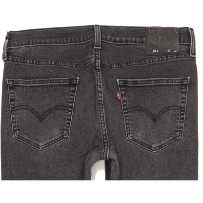 Levi's 511 Men Black Straight Slim Stretch Jeans W33 L32