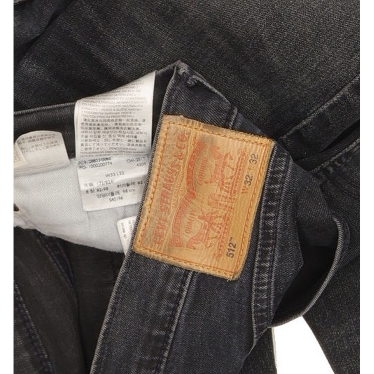 Levi's 512 Men Black Tapered Slim Stretch Jeans W32 L31