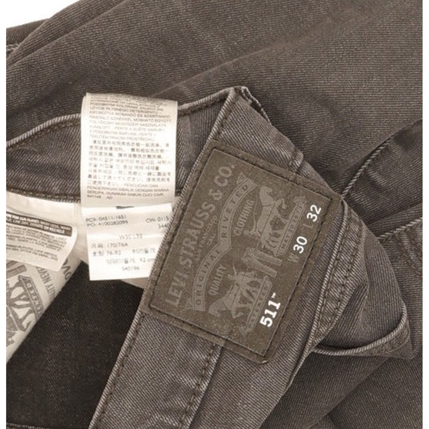 Levi's 511 Men Grey Straight Slim Stretch Jeans W30 L31