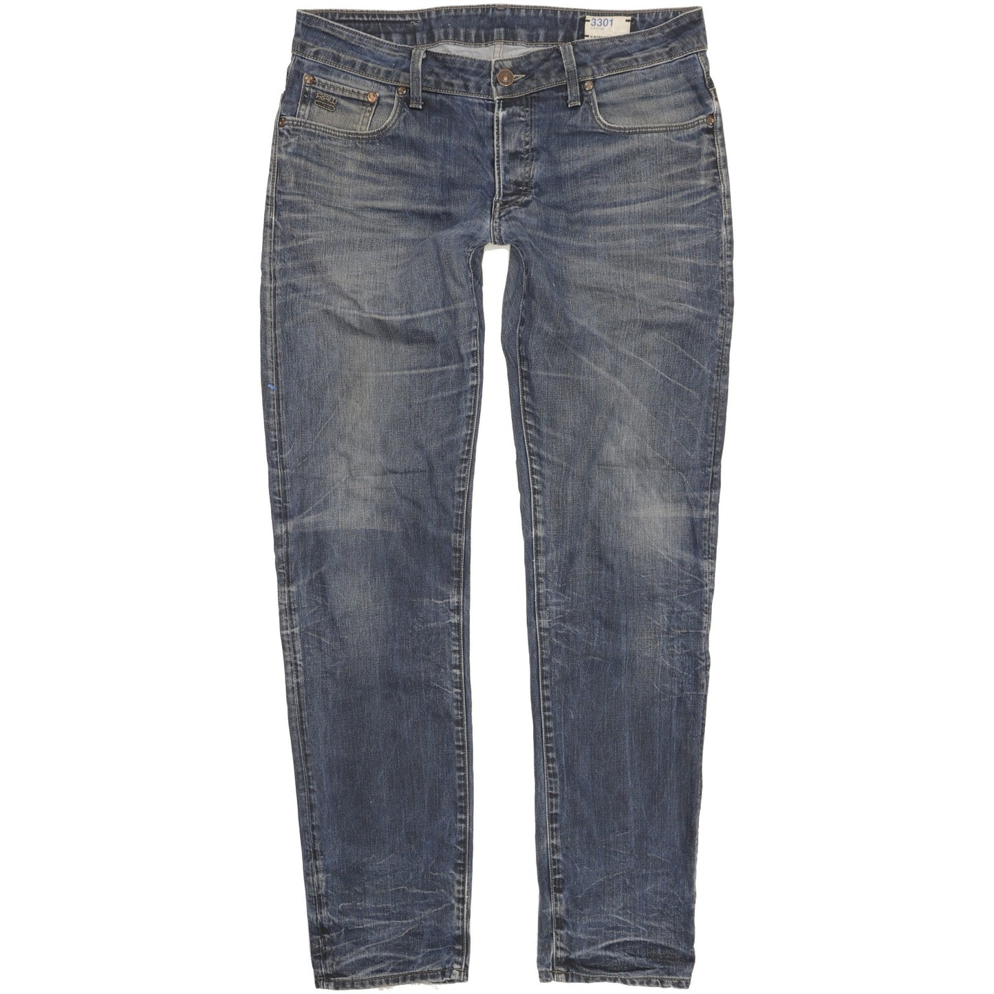G-Star 3301 Men Blue Tapered Slim Jeans W34 L34