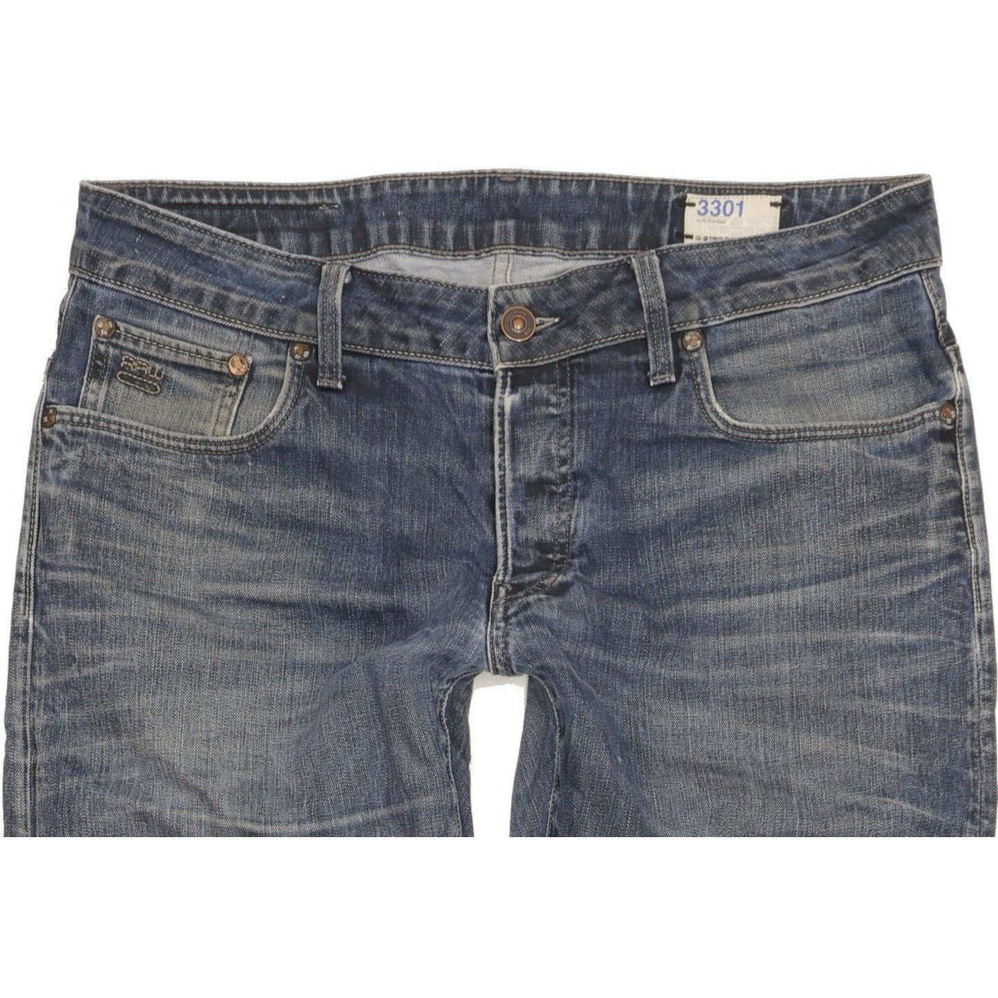G-Star 3301 Men Blue Tapered Slim Jeans W34 L34