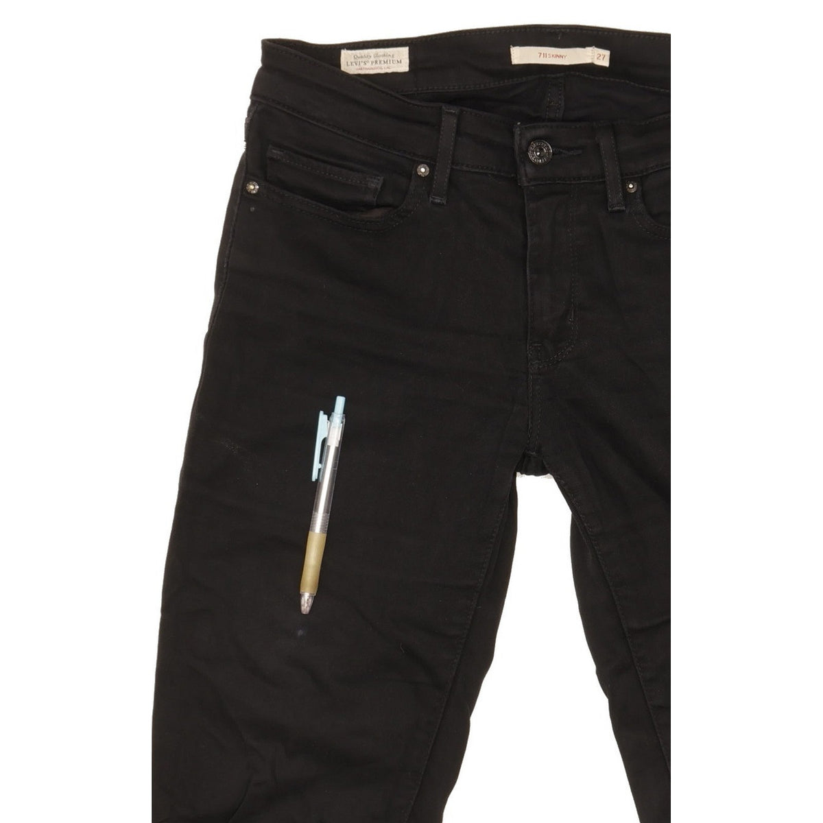 Levi's 711 Women Black Skinny Slim Stretch Jeans W27 L34