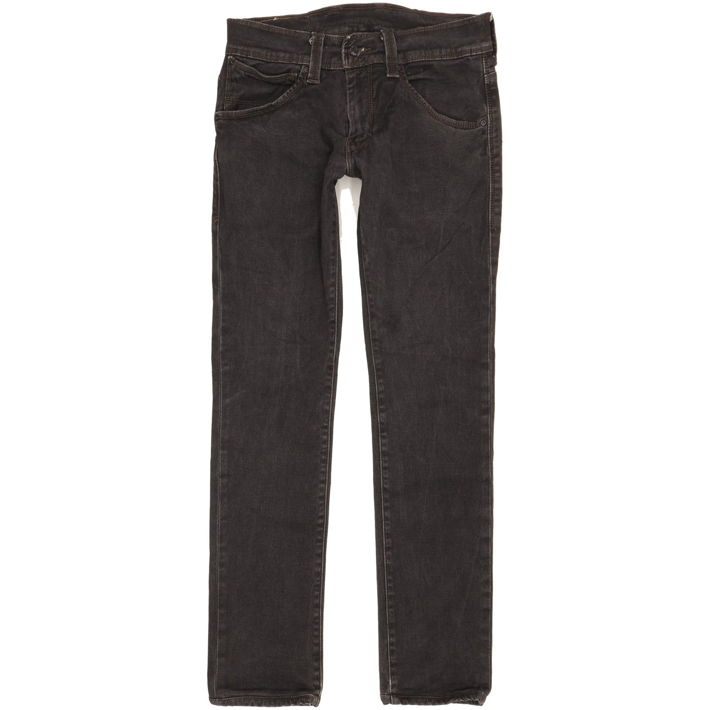 Levi's 504 Men Black Straight Regular Stretch Jeans W32 L32