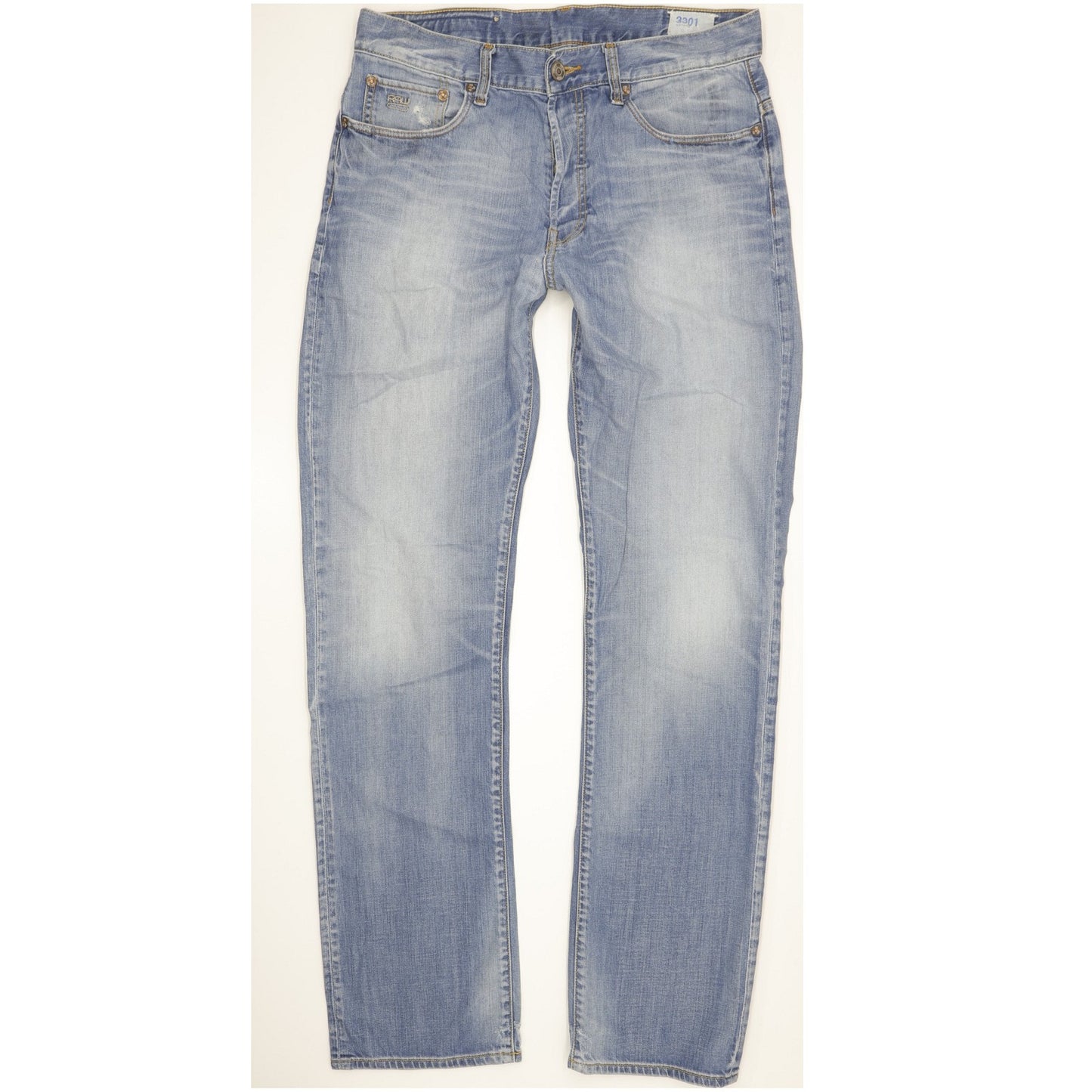 G-Star 3301 Men Blue Straight Regular Jeans W33 L34