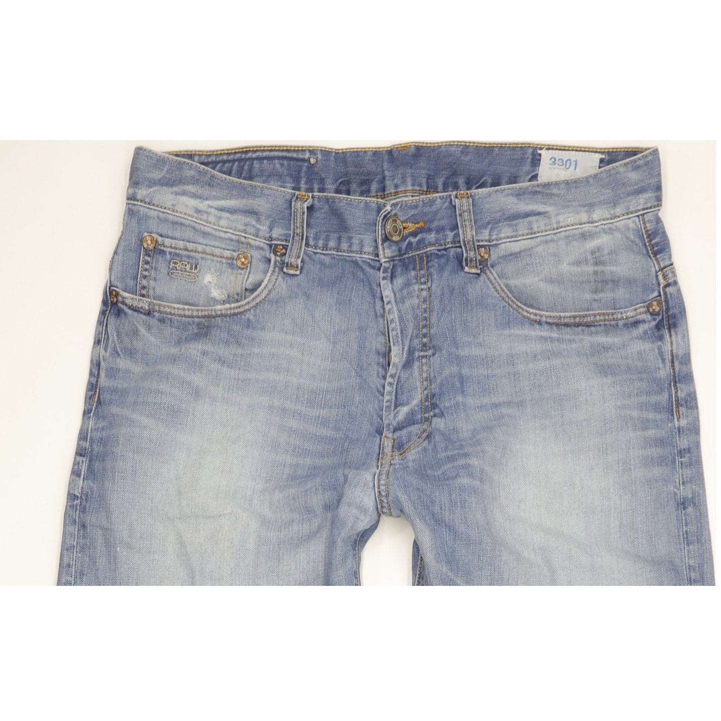 G-Star 3301 Men Blue Straight Regular Jeans W33 L34