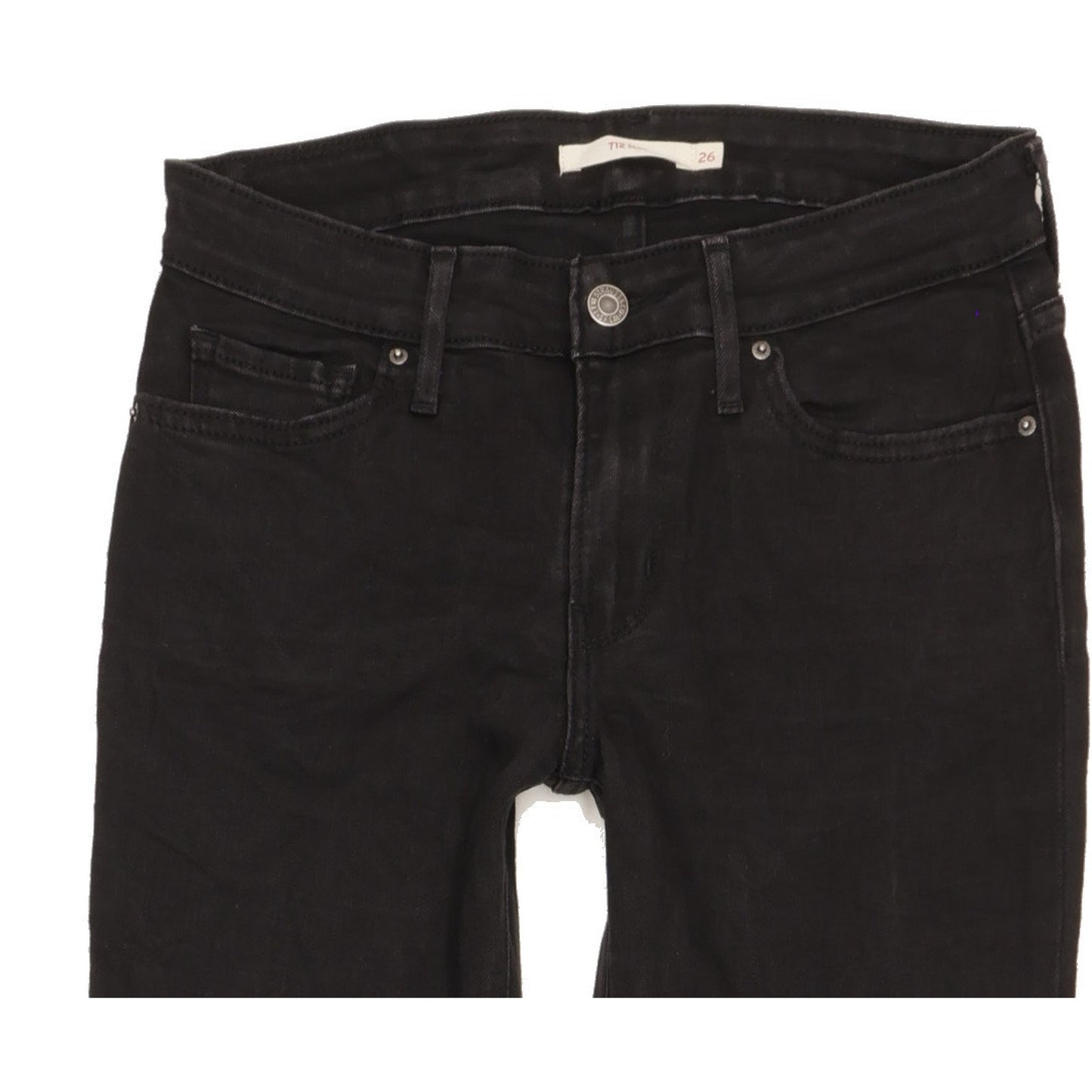 Levi's 712 Women Black Straight Slim Stretch Jeans W26 L33