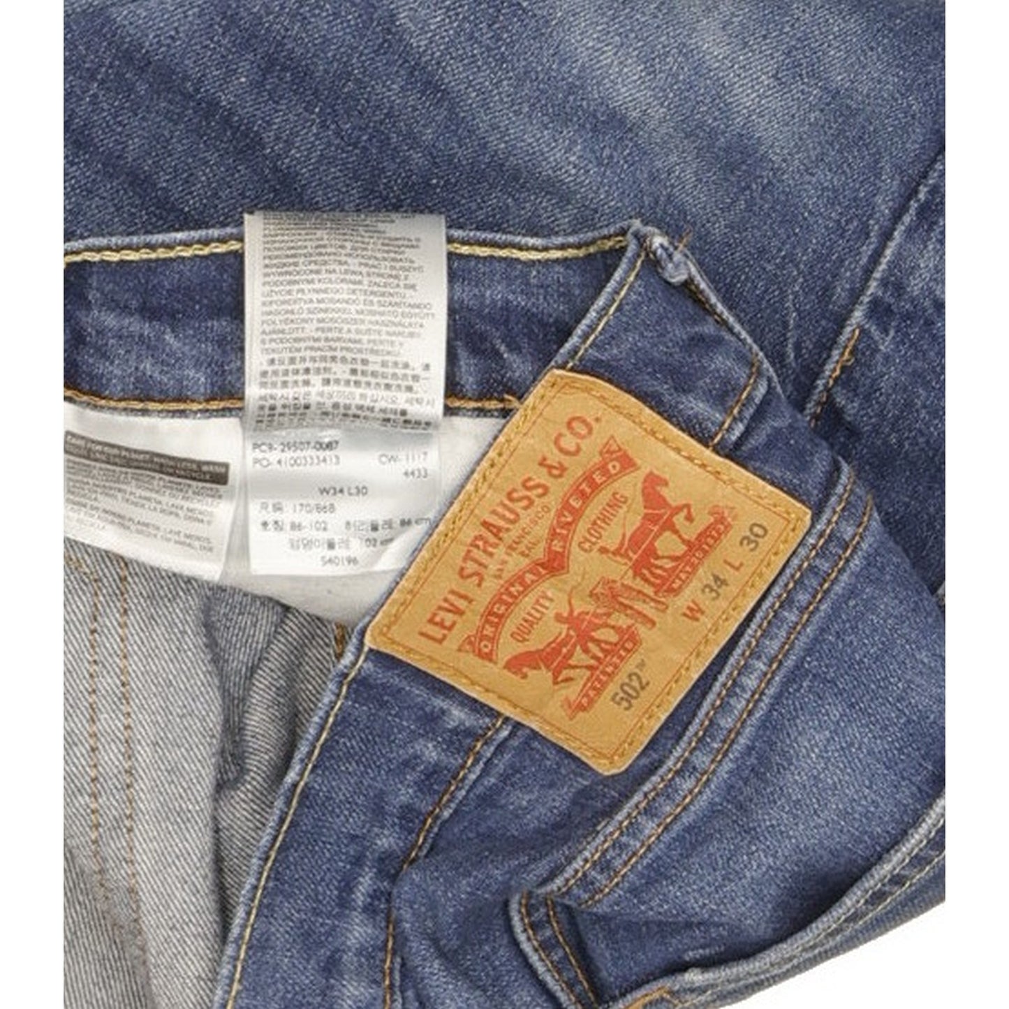 Levi's 502 Men Blue Tapered Regular Stretch Jeans W34 L28