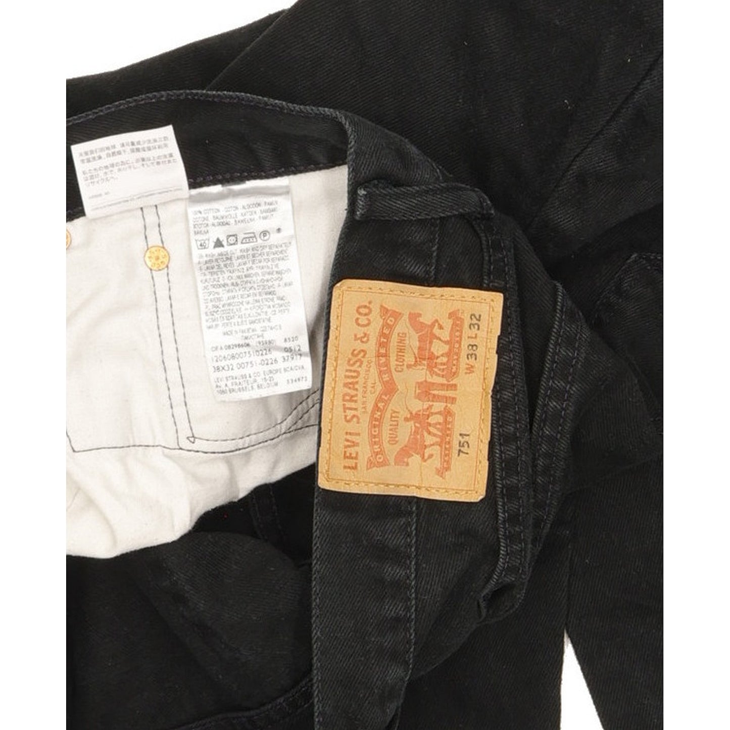 Levi's 751 Men Black Straight Regular Jeans W38 L31
