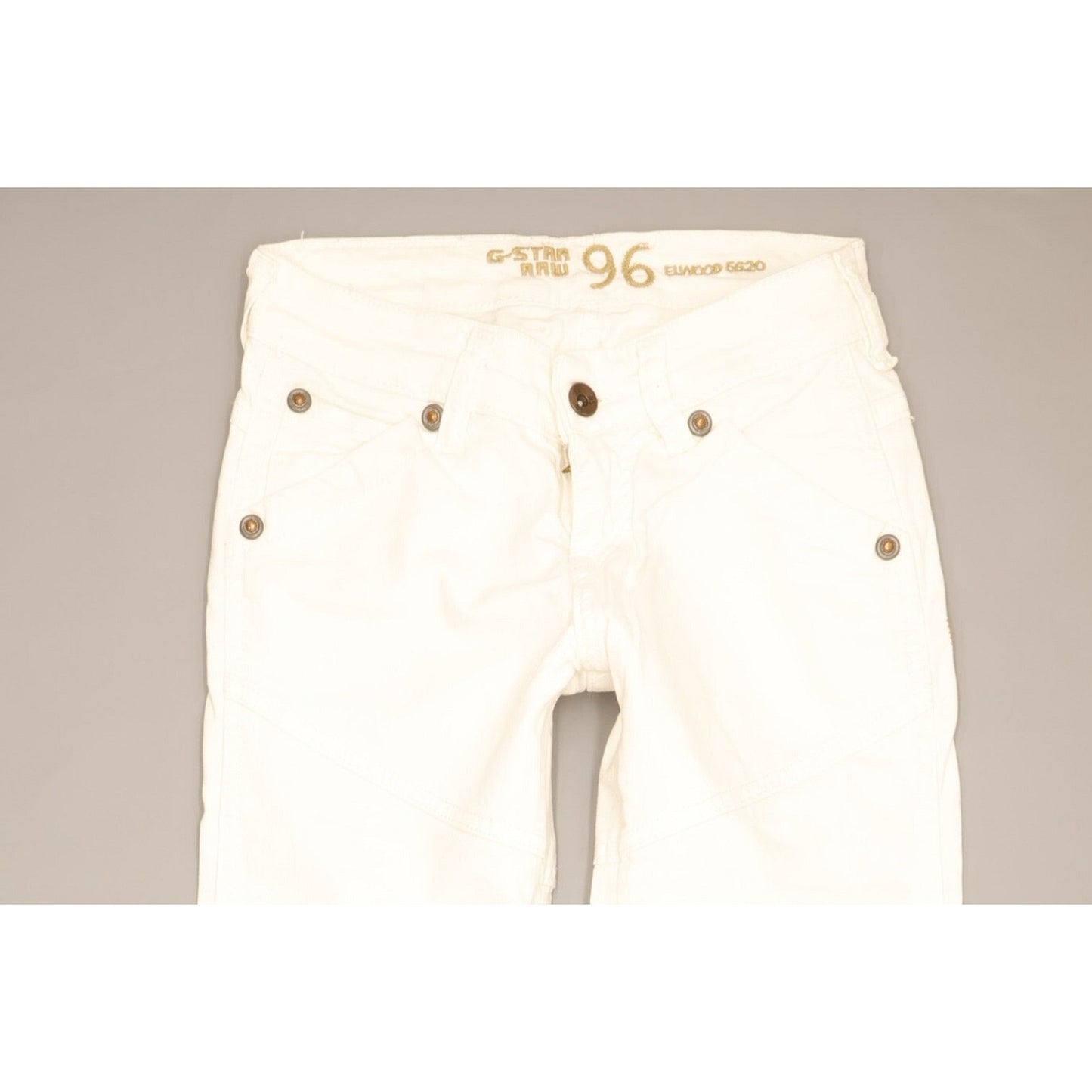 G-Star Elwood 5620 Women White Straight Slim Stretch Jeans W26 L32