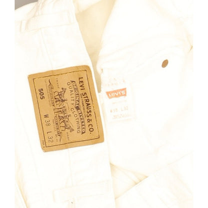 Levi's 505 Made in USA Men White Straight Regular Jeans W38 L32