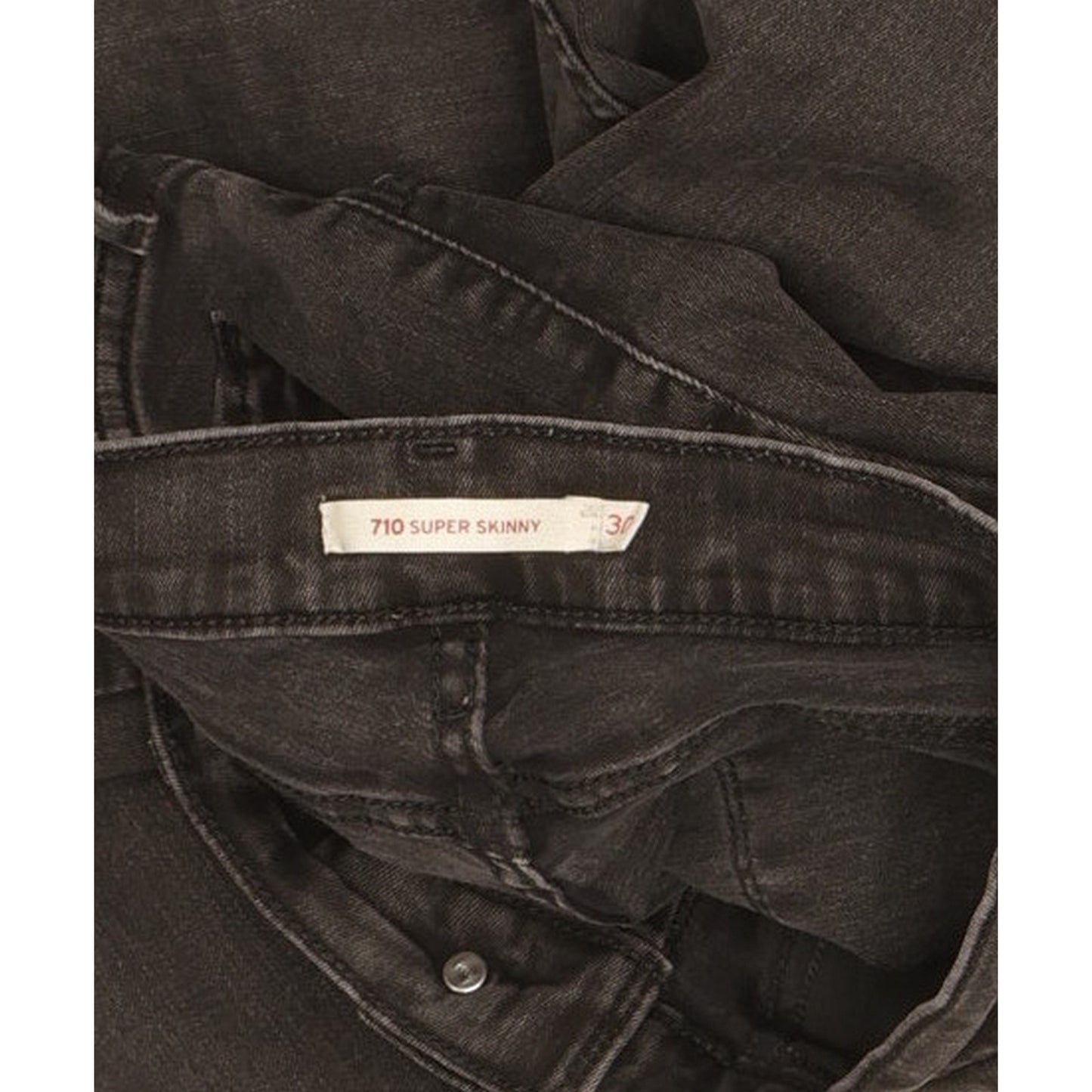 Levi's 710 Super Women Black Skinny Slim Stretch Jeans W30 L30
