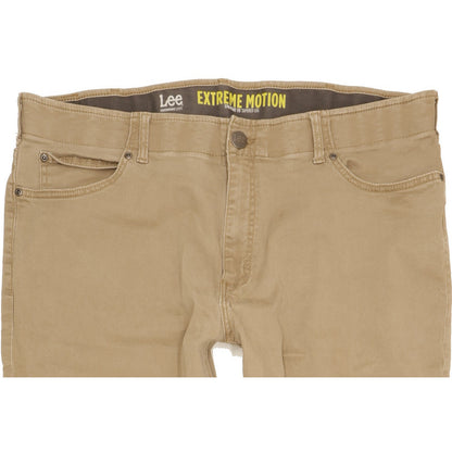 Lee Men Brown Tapered Regular Chino Stretch Trousers W38 L30