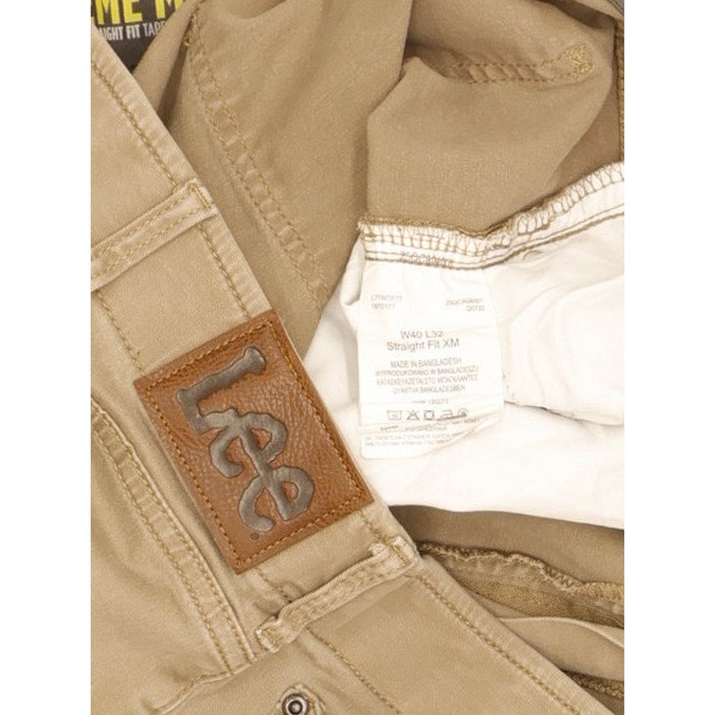 Lee Men Brown Tapered Regular Chino Stretch Trousers W38 L30