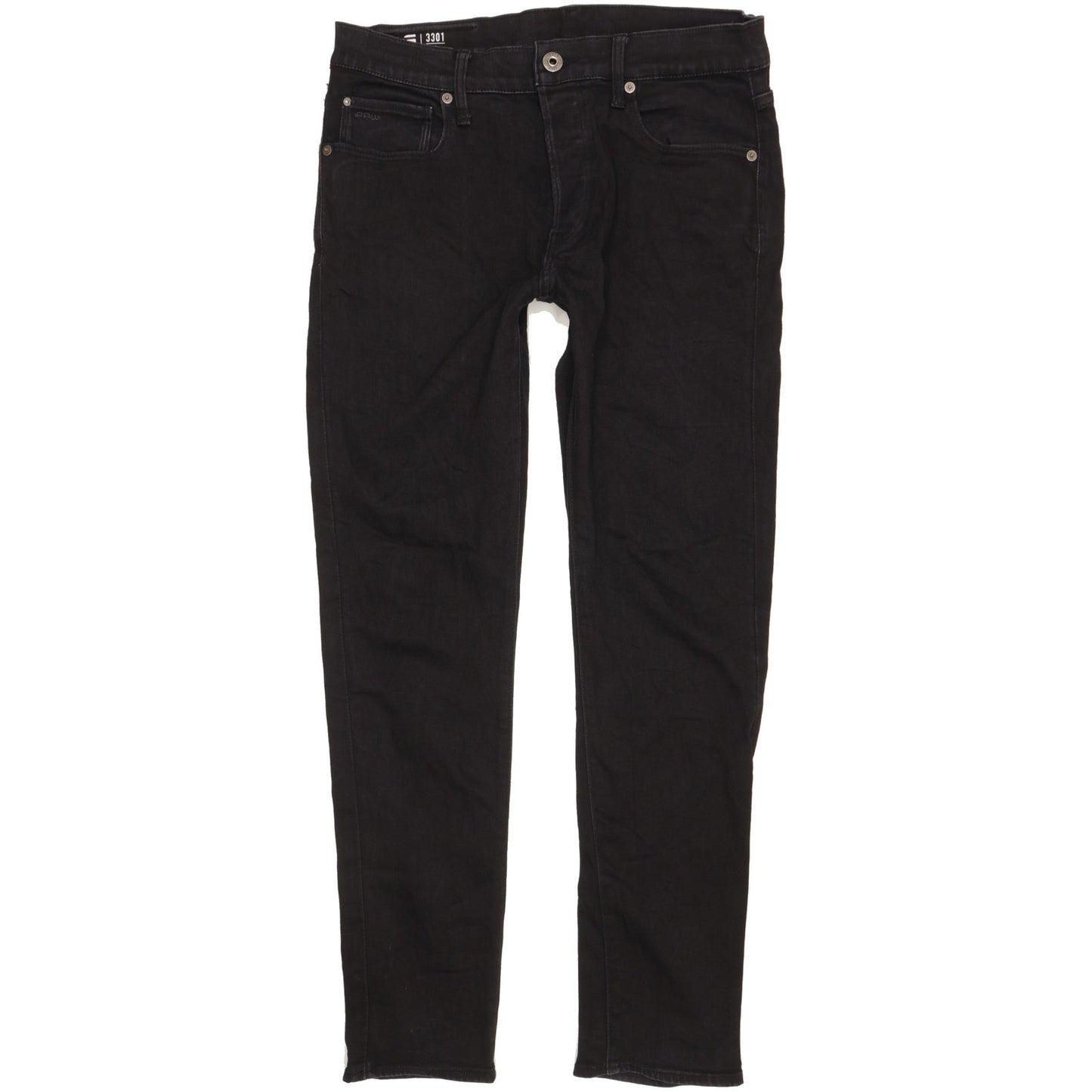 G-Star 3301 Men Black Straight Slim Stretch Jeans W32 L31