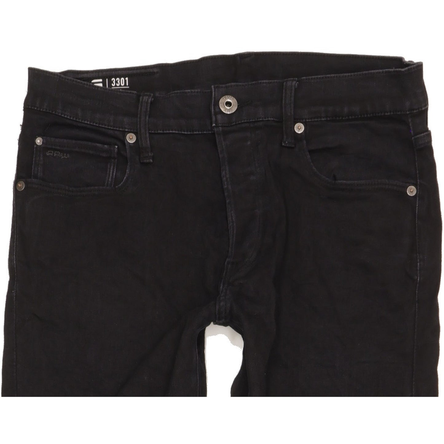 G-Star 3301 Men Black Straight Slim Stretch Jeans W32 L31