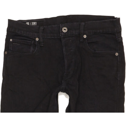 G-Star 3301 Men Black Straight Slim Stretch Jeans W32 L31