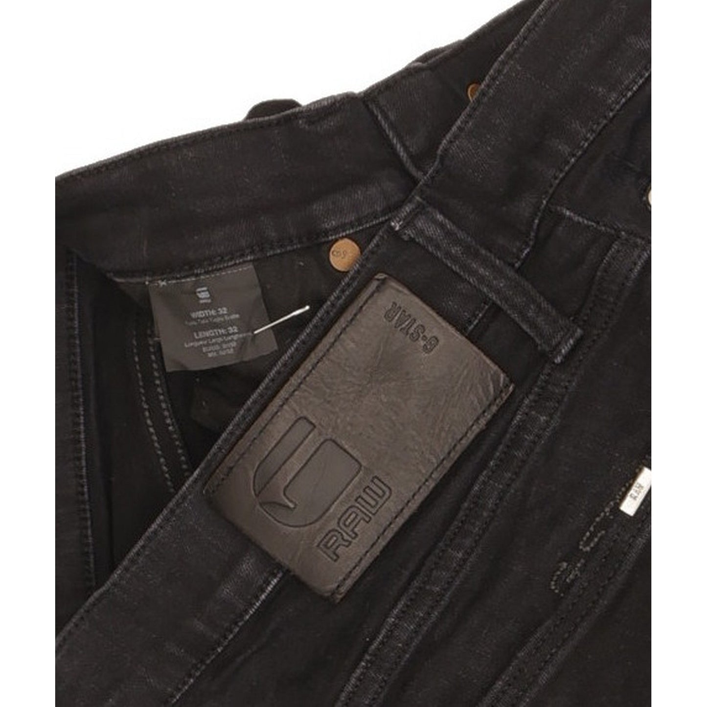 G-Star 3301 Men Black Straight Slim Stretch Jeans W32 L31