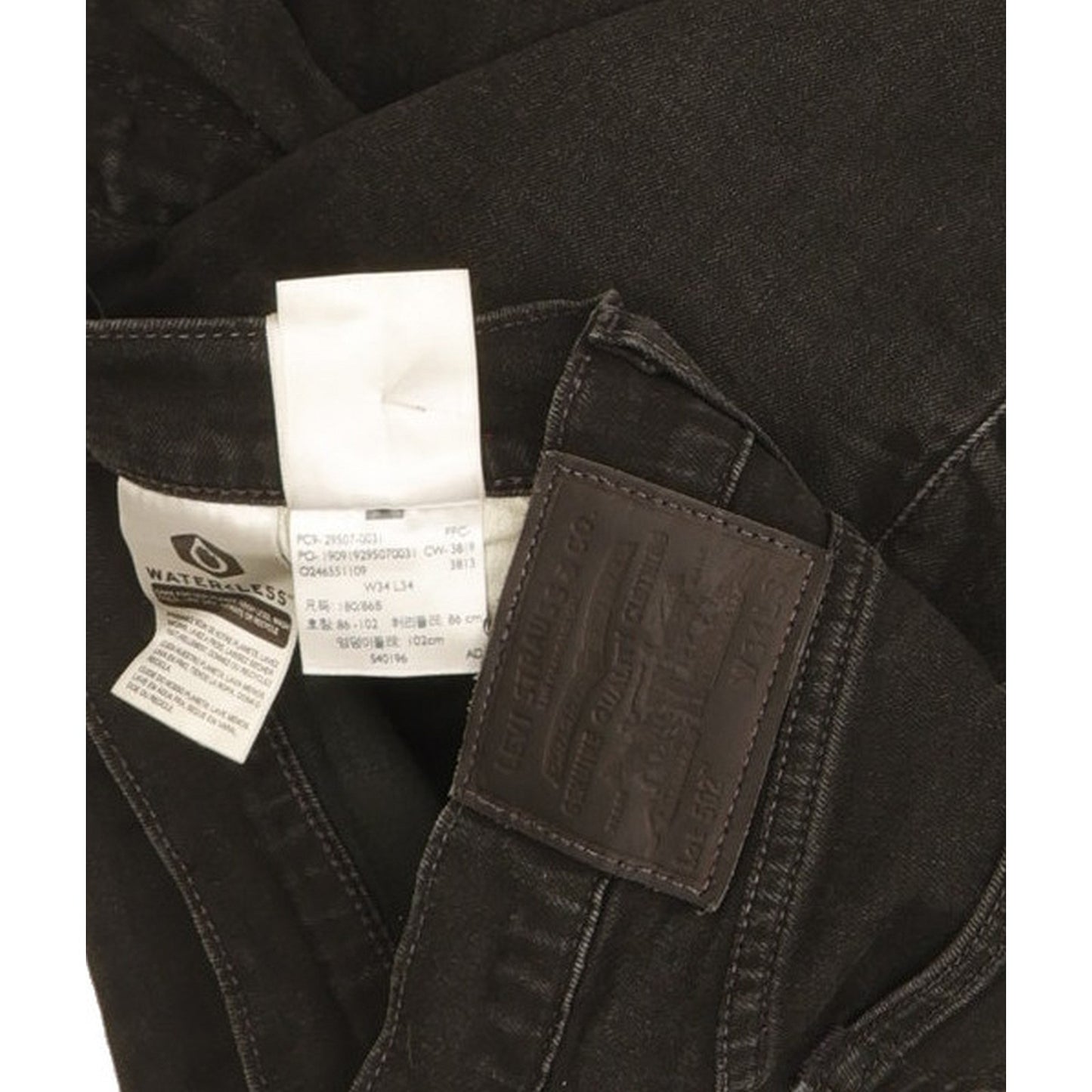 Levi's 502 Men Black Tapered Slim Stretch Jeans W34 L31