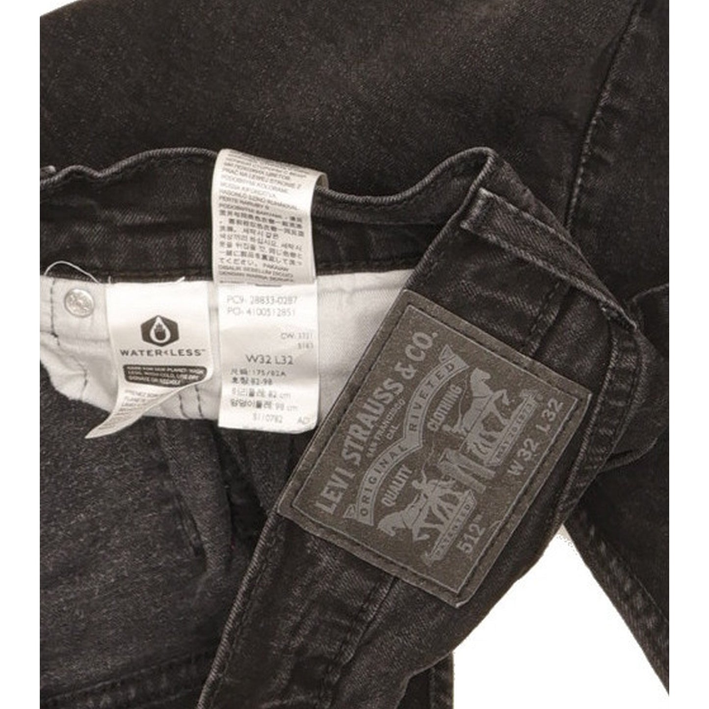Levi's 512 Men Black Tapered Slim Stretch Jeans W32 L29