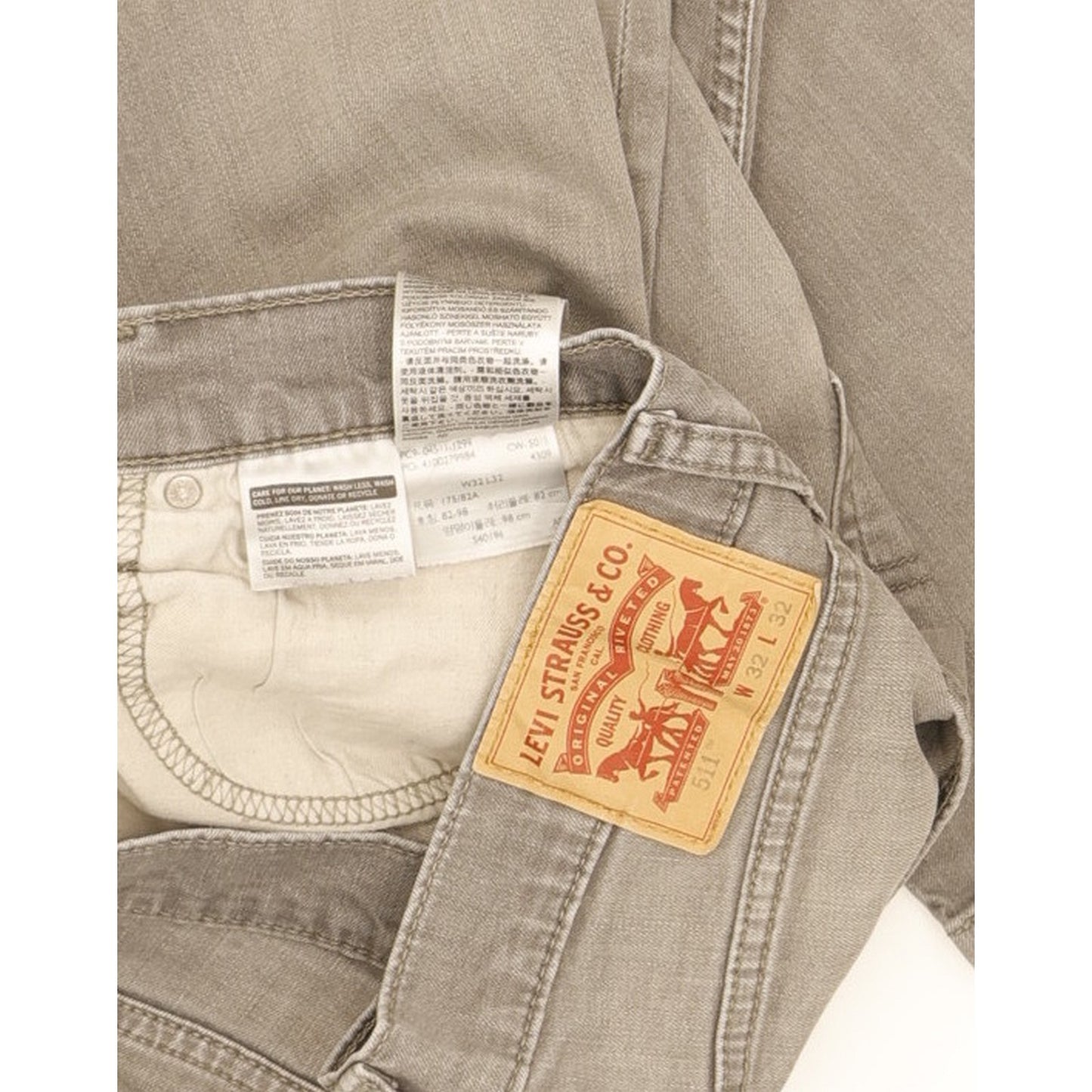 Levi's 511 Men Grey Straight Slim Stretch Jeans W32 L31