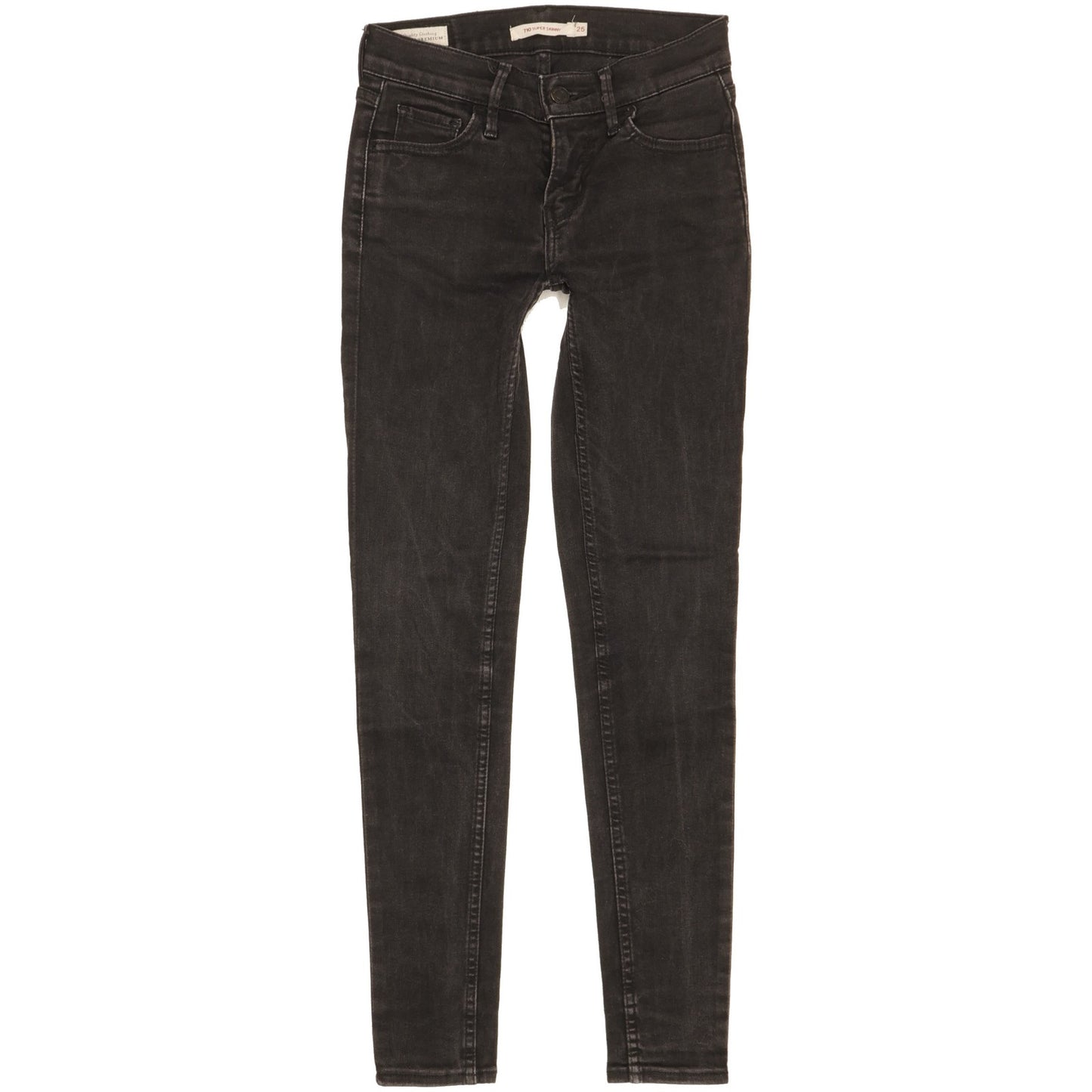 Levi's 710 Super Women Black Skinny Slim Stretch Jeans W25 L28