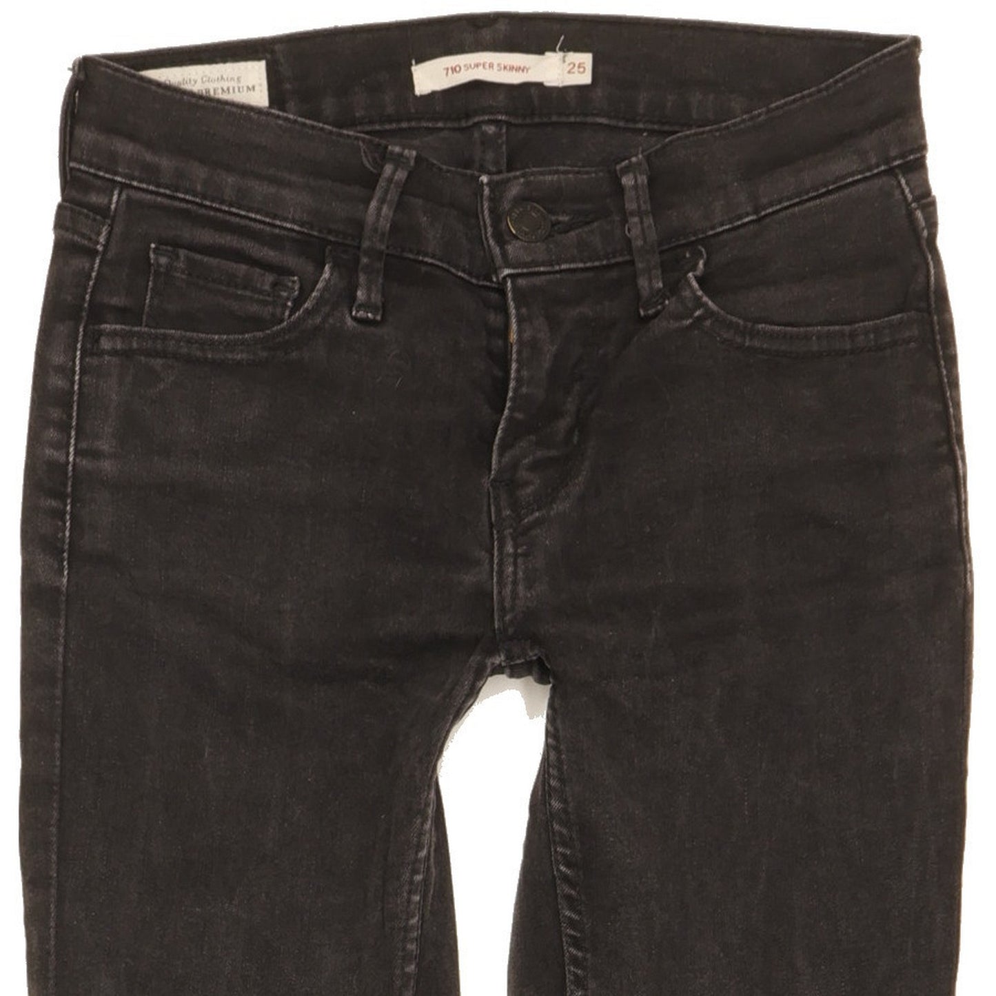 Levi's 710 Super Women Black Skinny Slim Stretch Jeans W25 L28