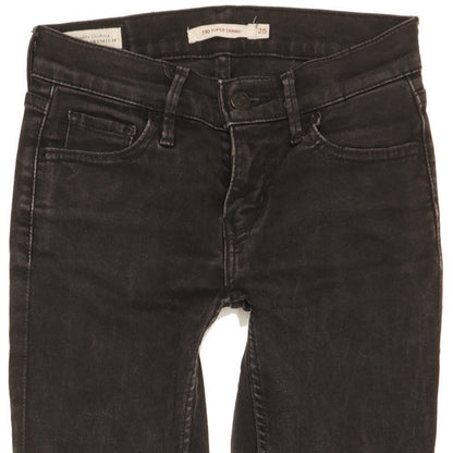 Levi's 710 Super Women Black Skinny Slim Stretch Jeans W25 L28
