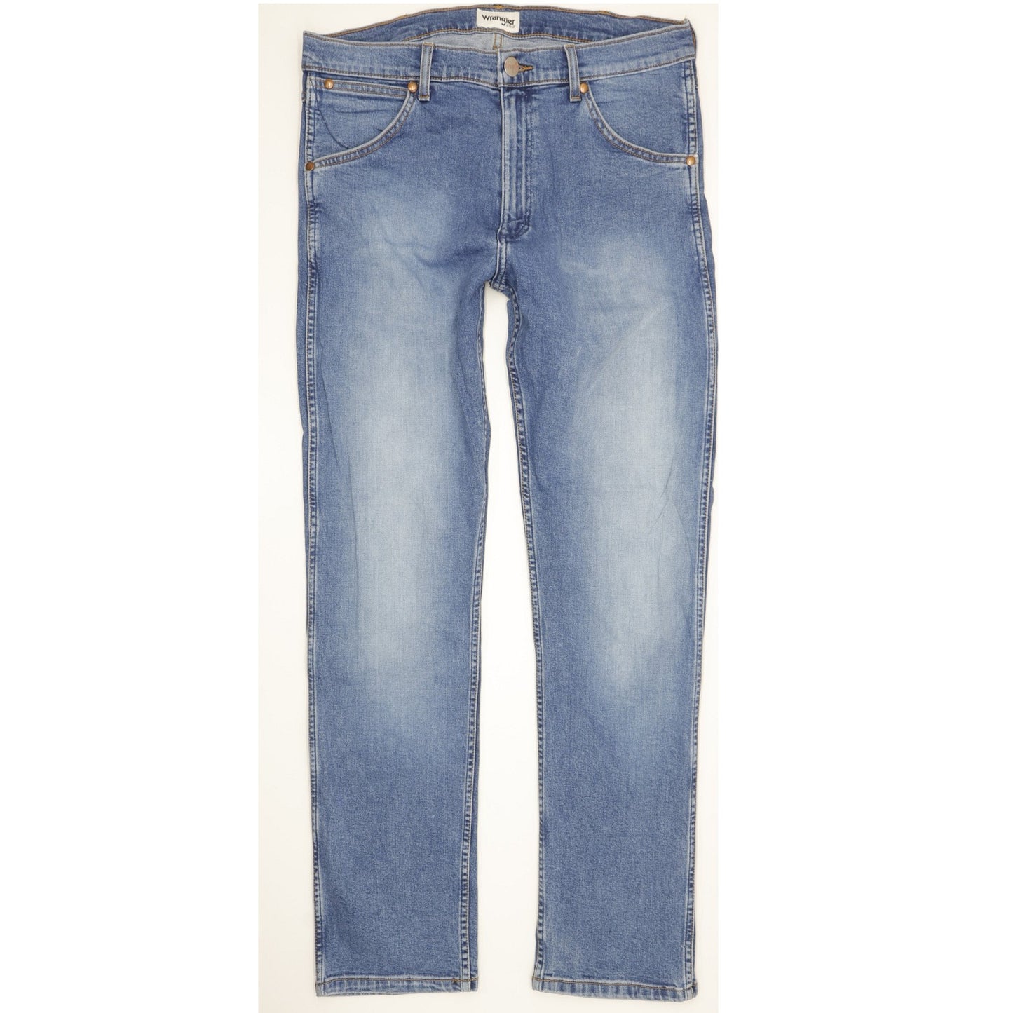 Wrangler Men Blue Straight Slim Stretch Jeans W34 L32
