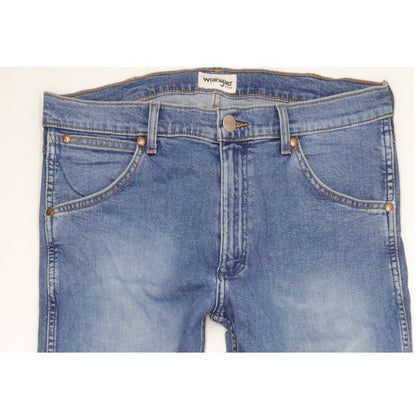 Wrangler Men Blue Straight Slim Stretch Jeans W34 L32