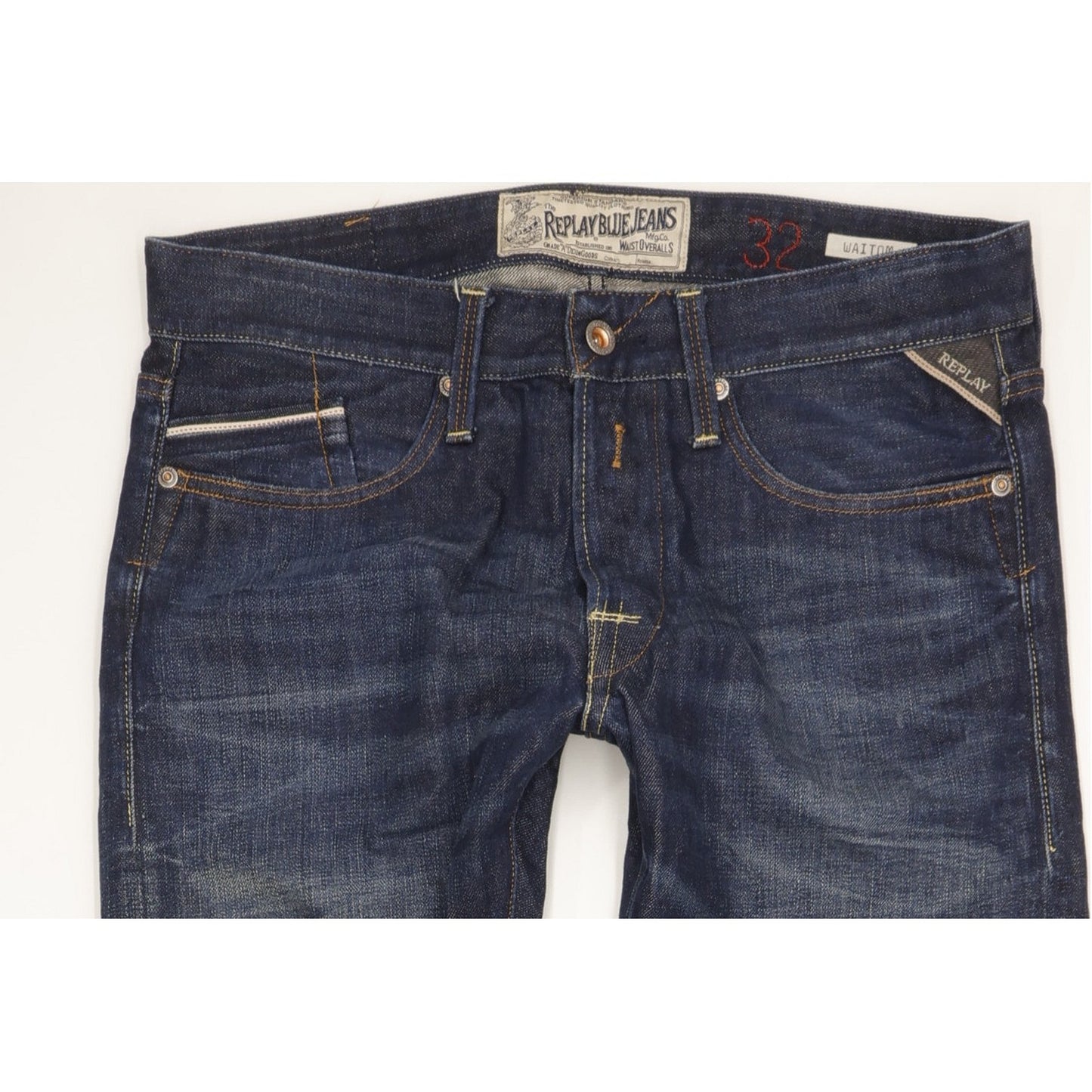 Replay Waitom Men Blue Straight Regular Jeans W32 L36