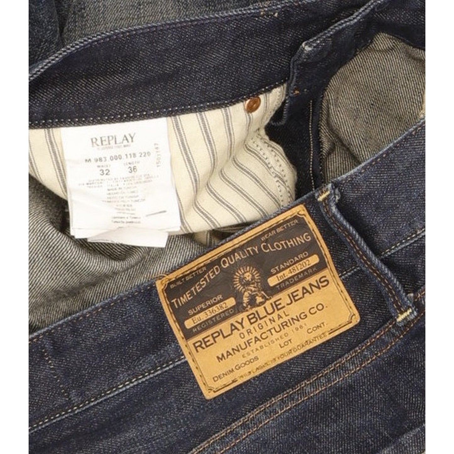 Replay Waitom Men Blue Straight Regular Jeans W32 L36
