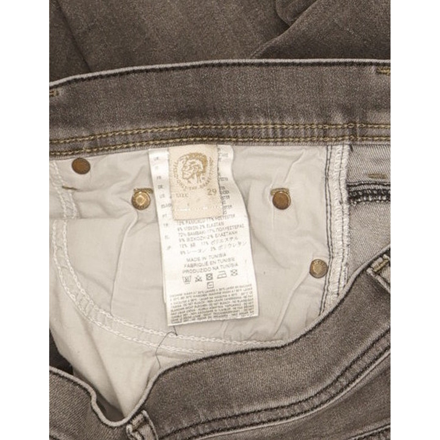 Diesel Tepphar Men Grey Tapered Slim Stretch Jeans W29 L32