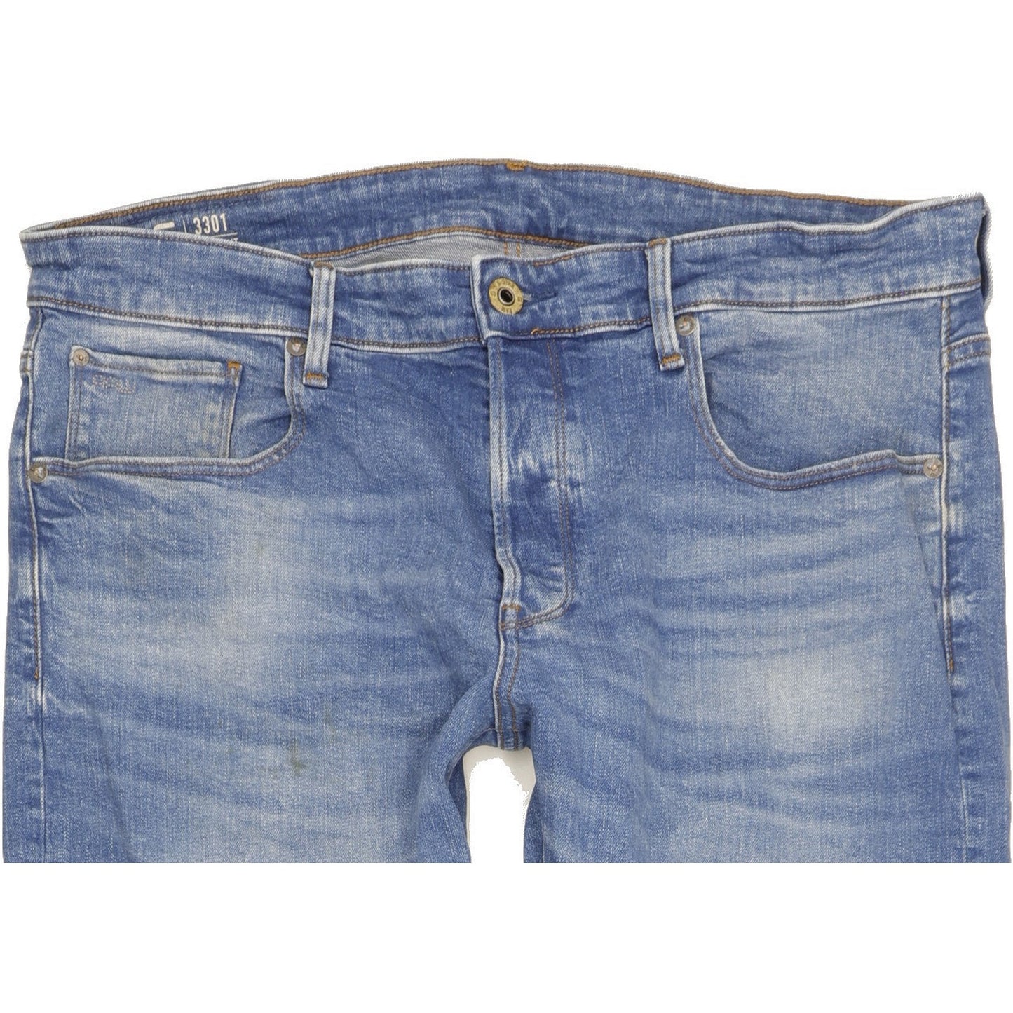 G-Star 3301 Men Blue Straight Regular Stretch Jeans W36 L30