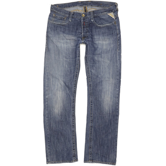 Replay Men Blue Straight Regular Jeans W34 L34