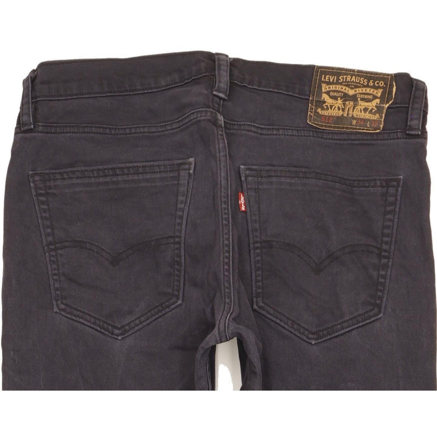 Levi's 512 Men Black Tapered Slim Stretch Jeans W34 L30