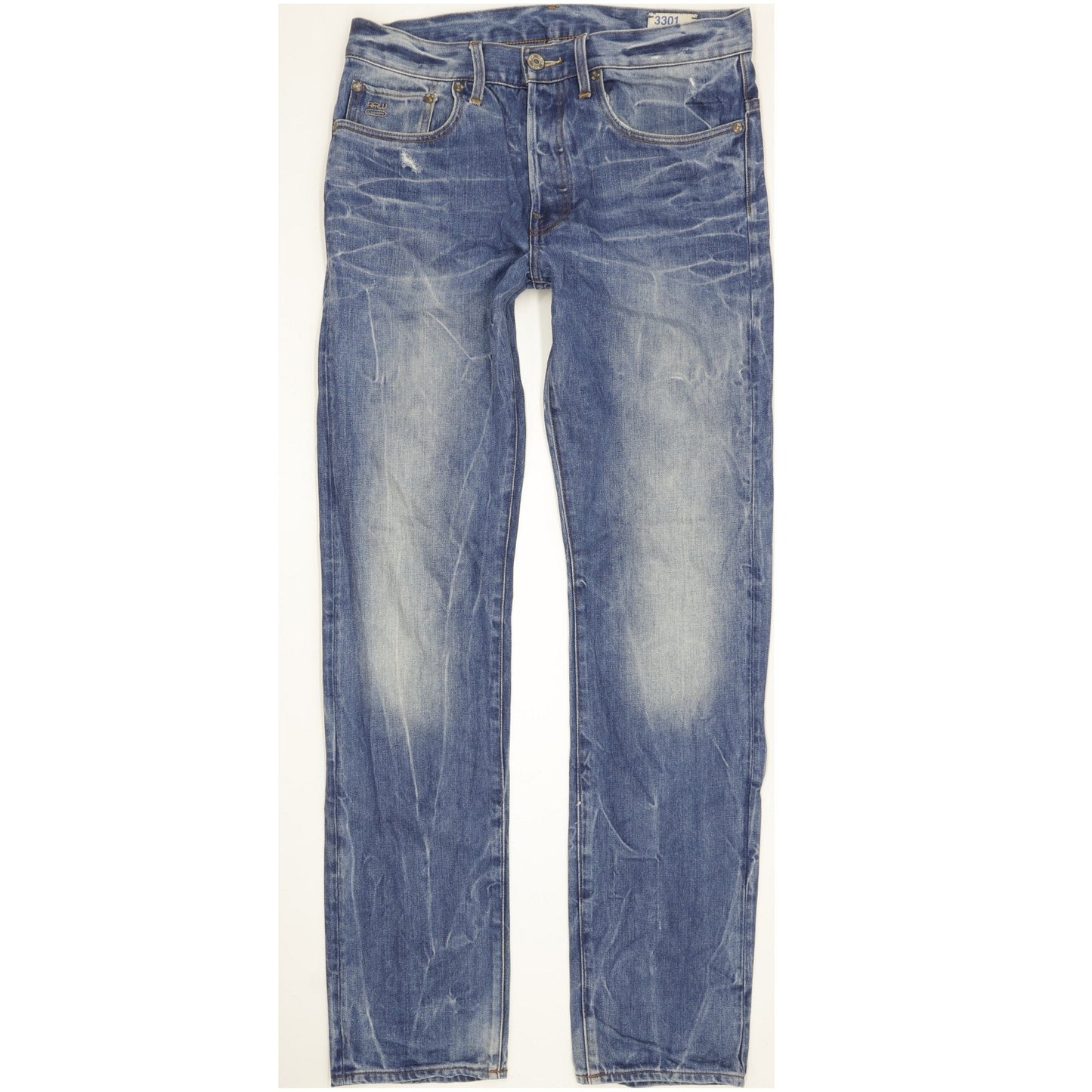 G-Star 3301 Men Blue Straight Regular Jeans W32 L34