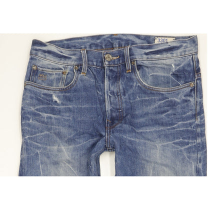 G-Star 3301 Men Blue Straight Regular Jeans W32 L34