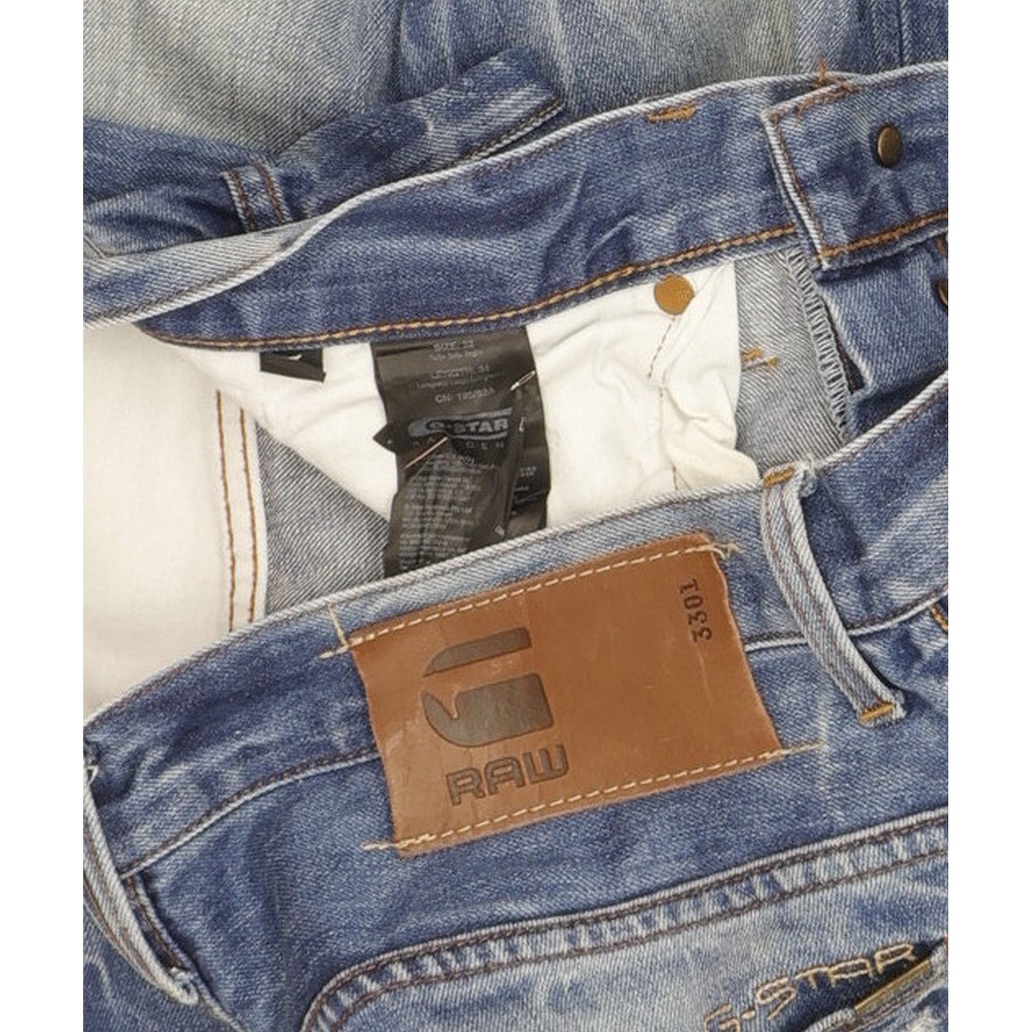 G-Star 3301 Men Blue Straight Regular Jeans W32 L34