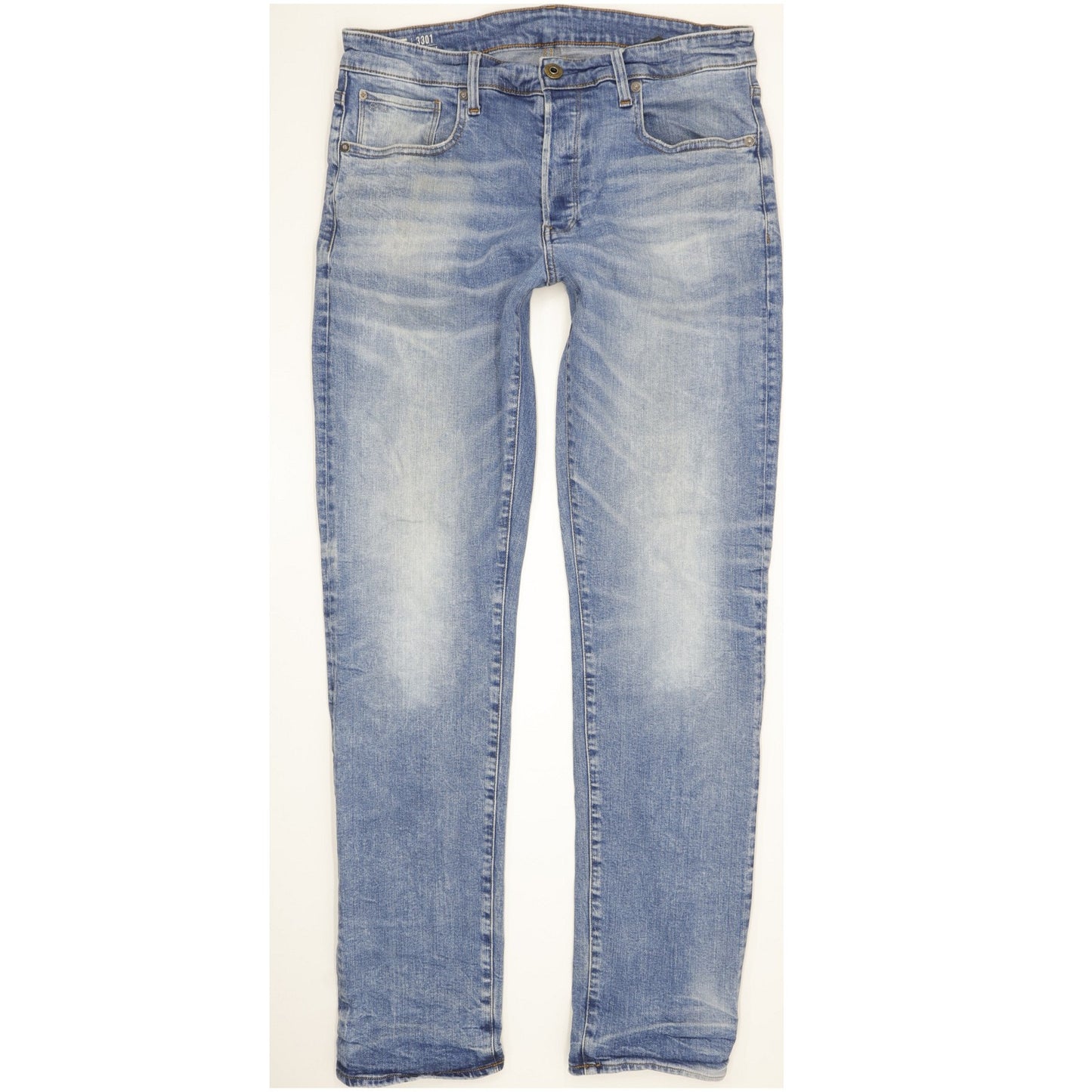 G-Star 3301 Men Blue Straight Slim Jeans W34 L33