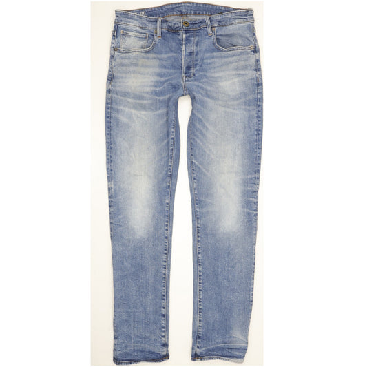 G-Star 3301 Men Blue Straight Slim Jeans W34 L33